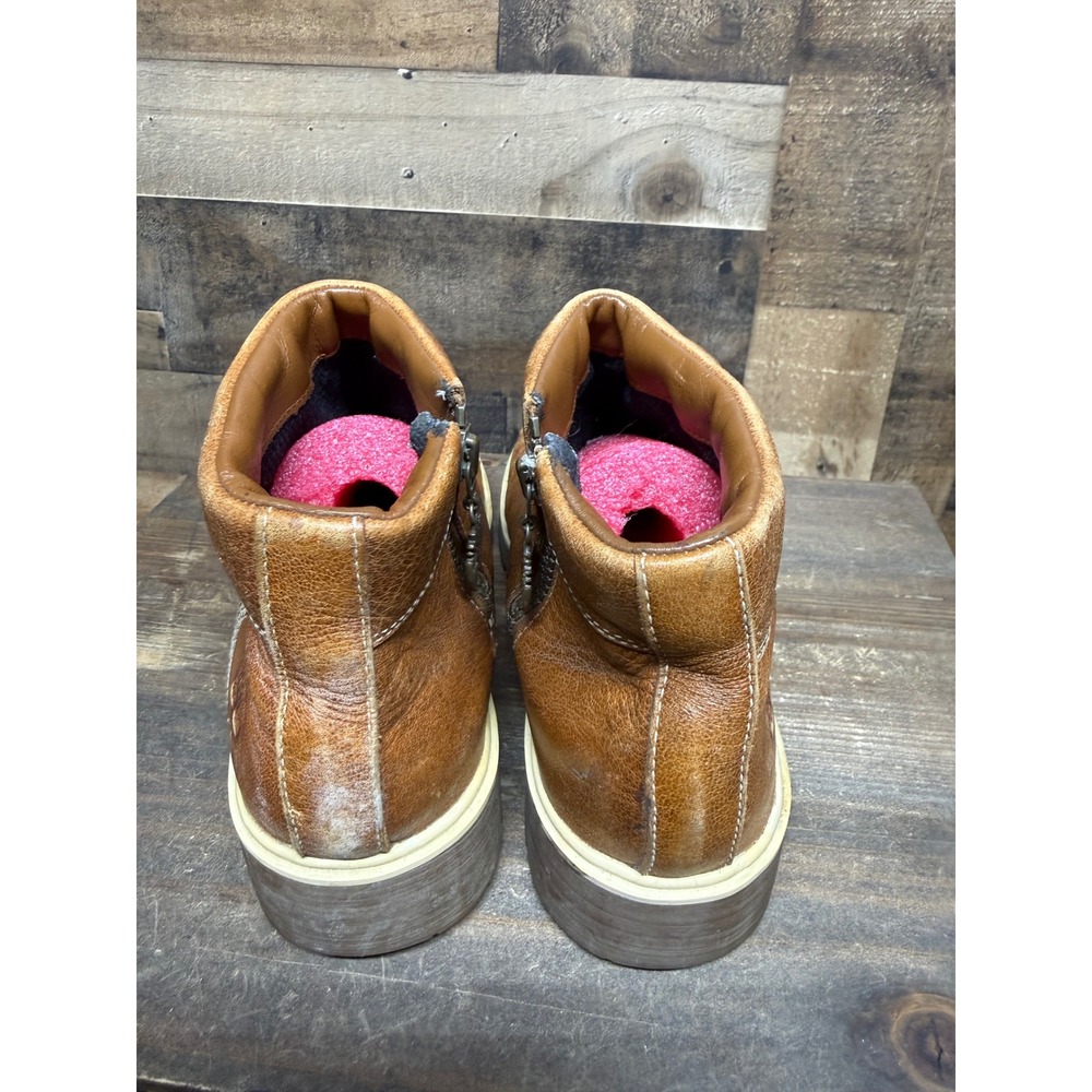 Timberland Brown Leather Side Zip Ankle Boots Lug Sole Womens Size 8 - Picture 4 of 9
